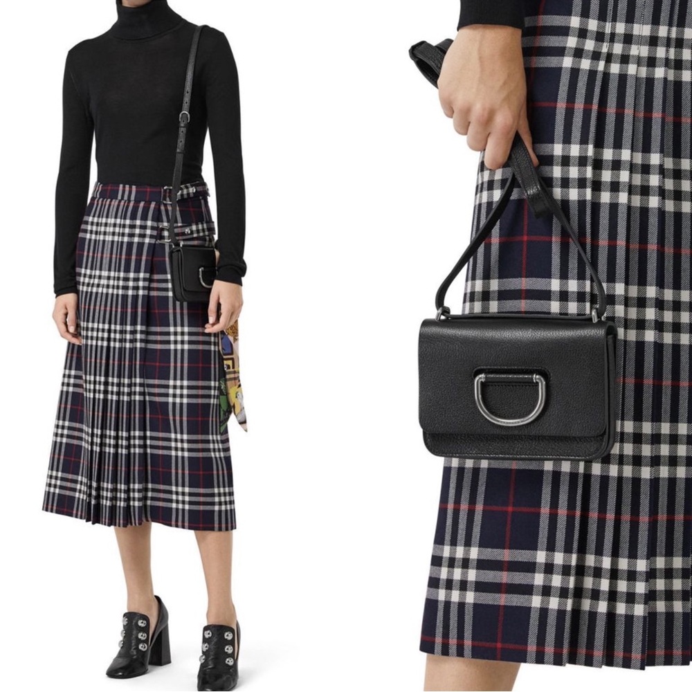 BURBERRY Classic Neutral Black Pebbled Leather D-Ring Mini Flap Crossbody Bag - Picture 4 of 17